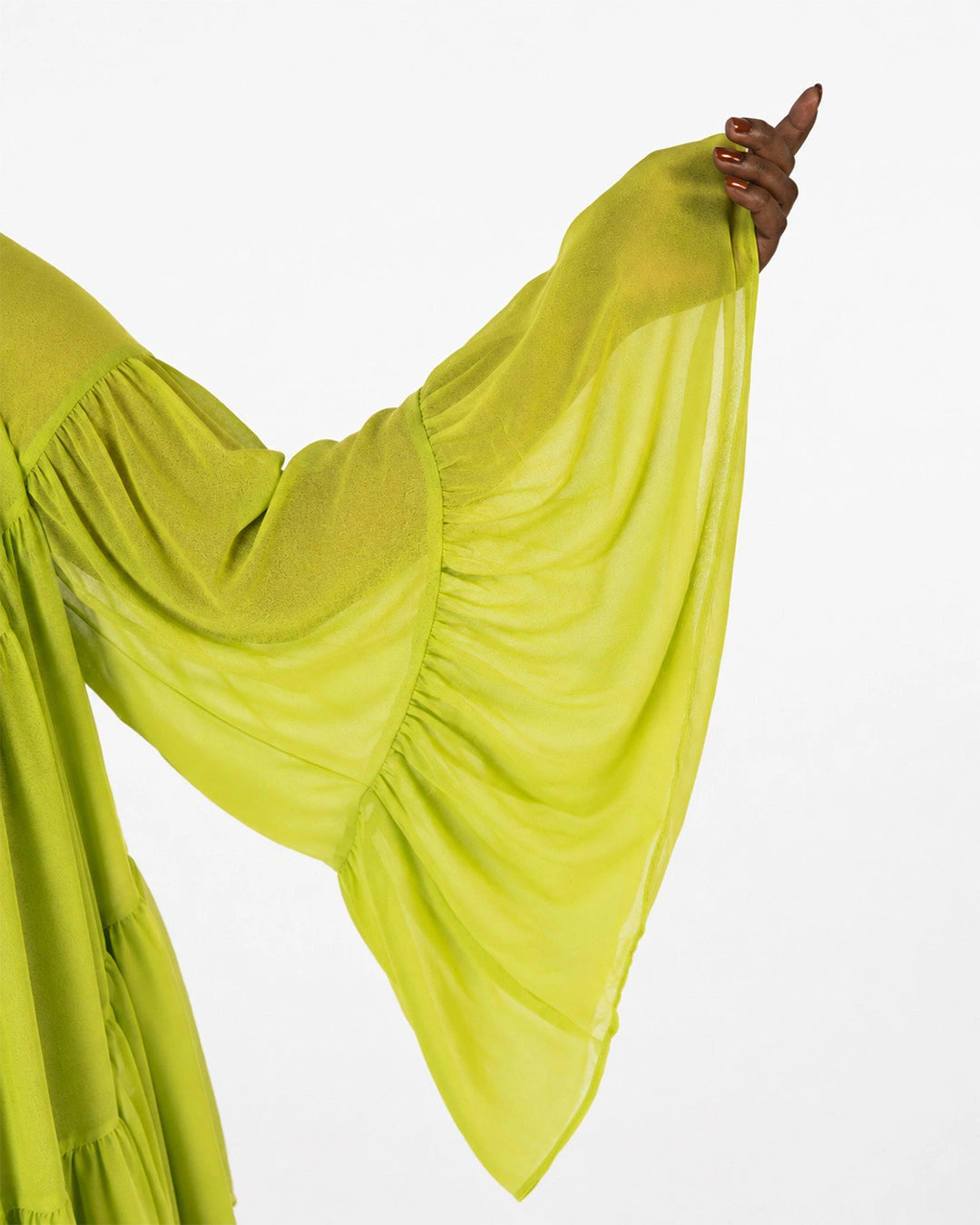 Lime Cascade One-Shoulder Dress