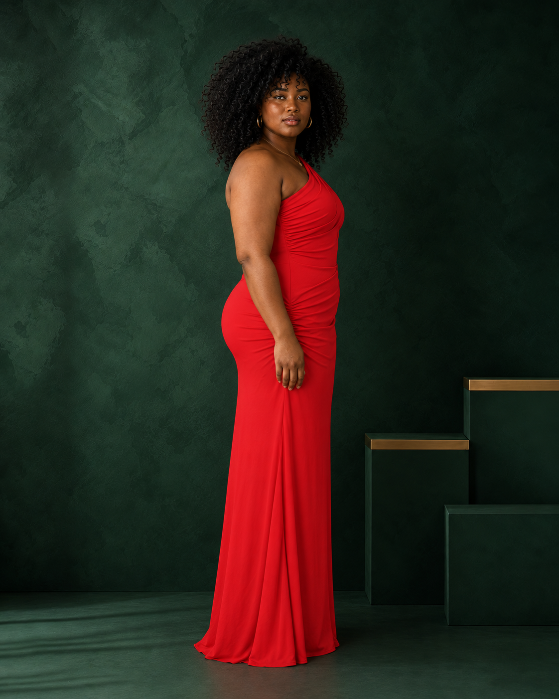 Classic Red Draped Bodycon Dress