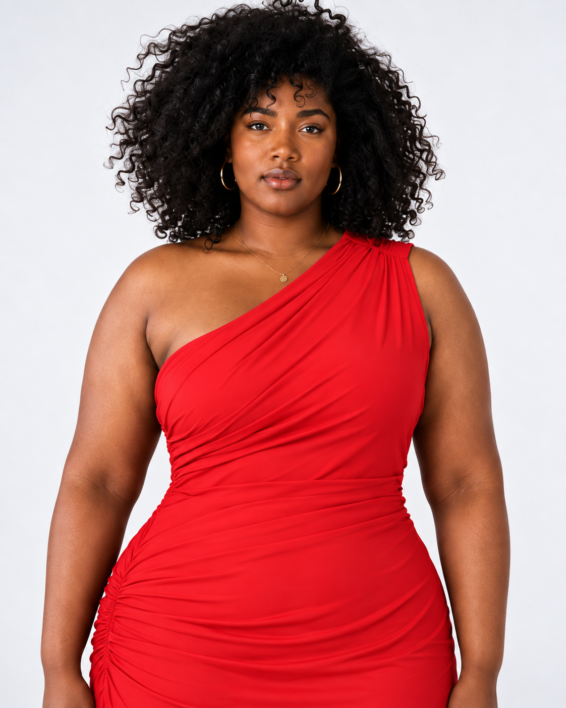 Classic Red Draped Bodycon Dress