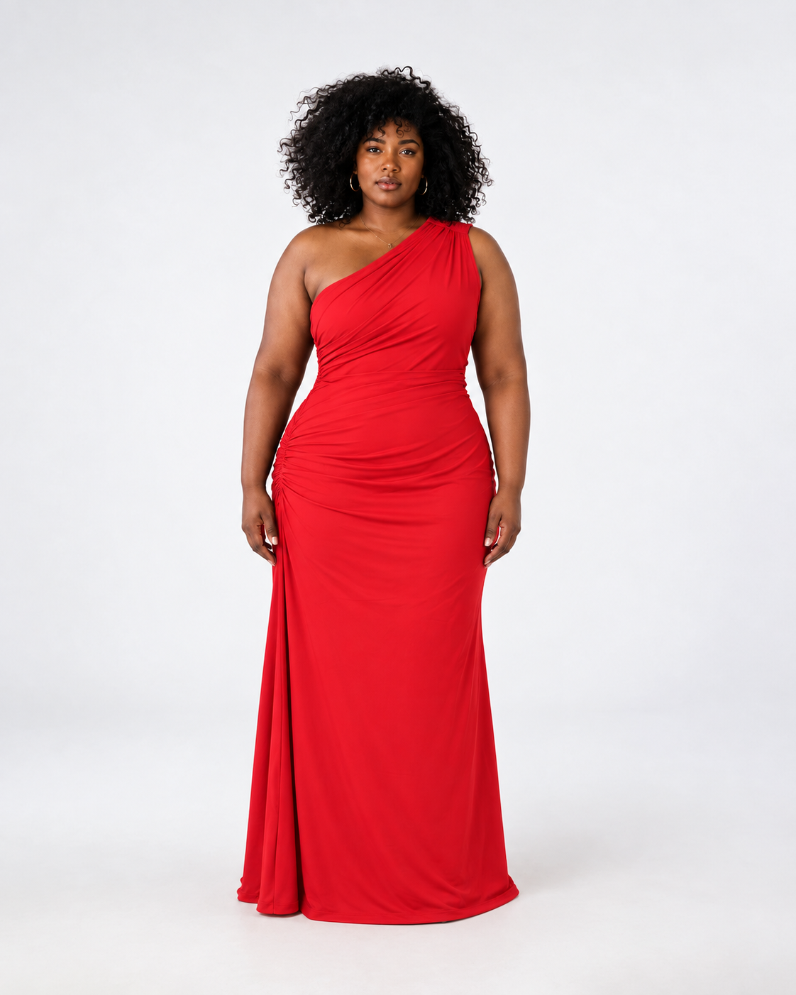 Classic Red Draped Bodycon Dress