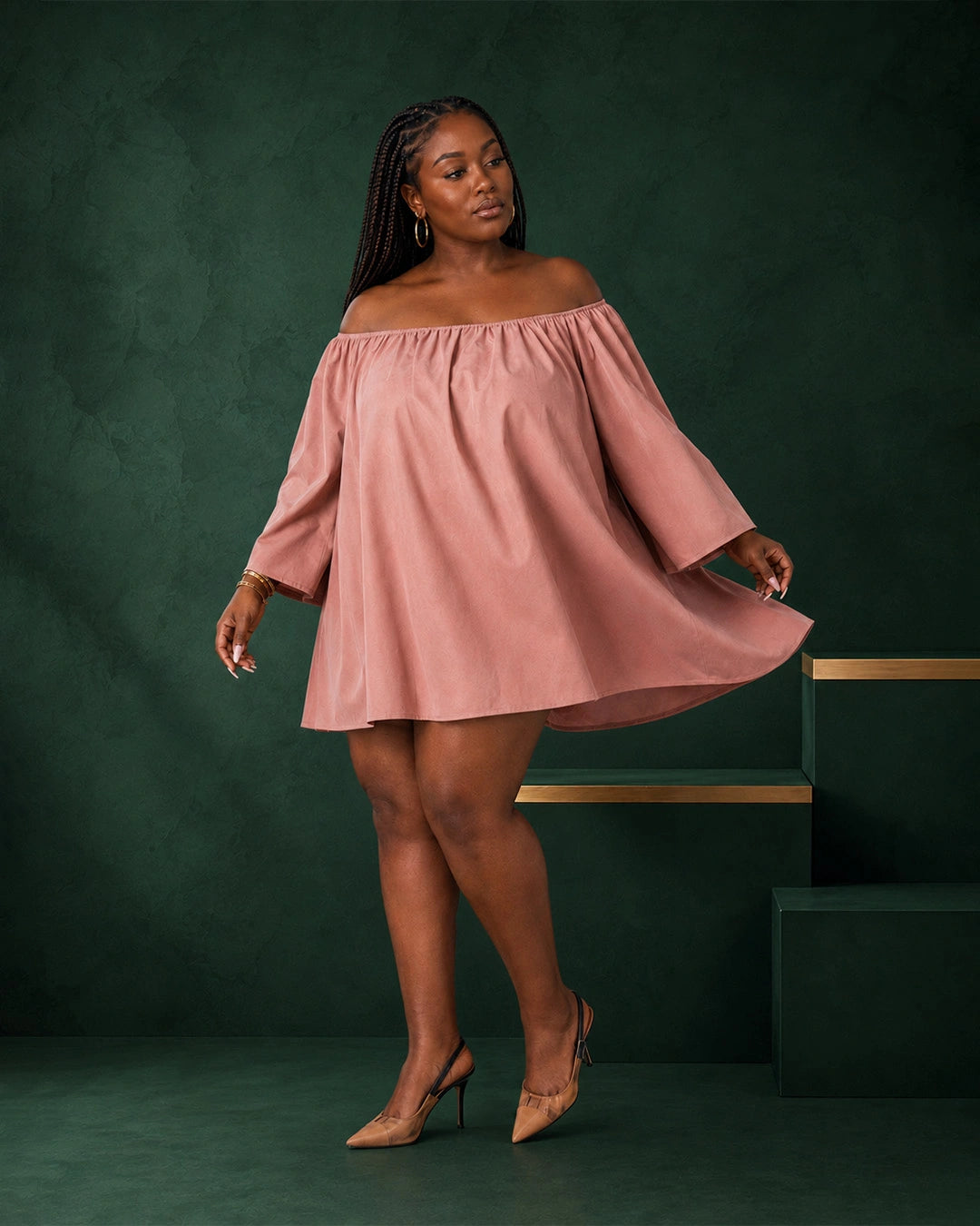 Cotton Satin Short Dress