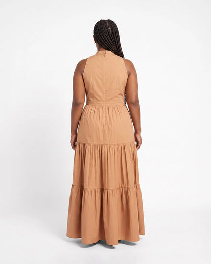 Tiered Poplin Maxi Dress