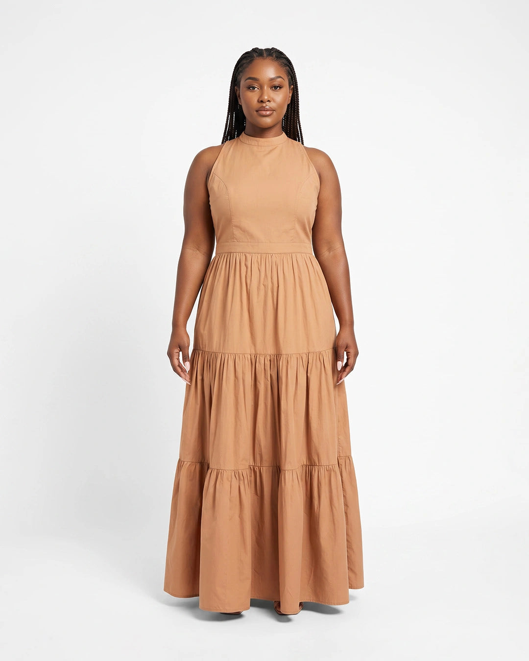 Tiered Poplin Maxi Dress