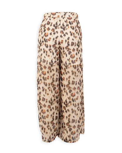 Printed Chiffon Wide-Leg Pants