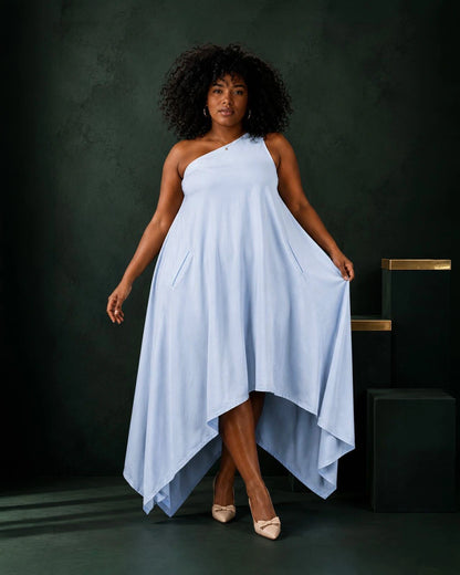 Sky Mist One-Shoulder Dress
