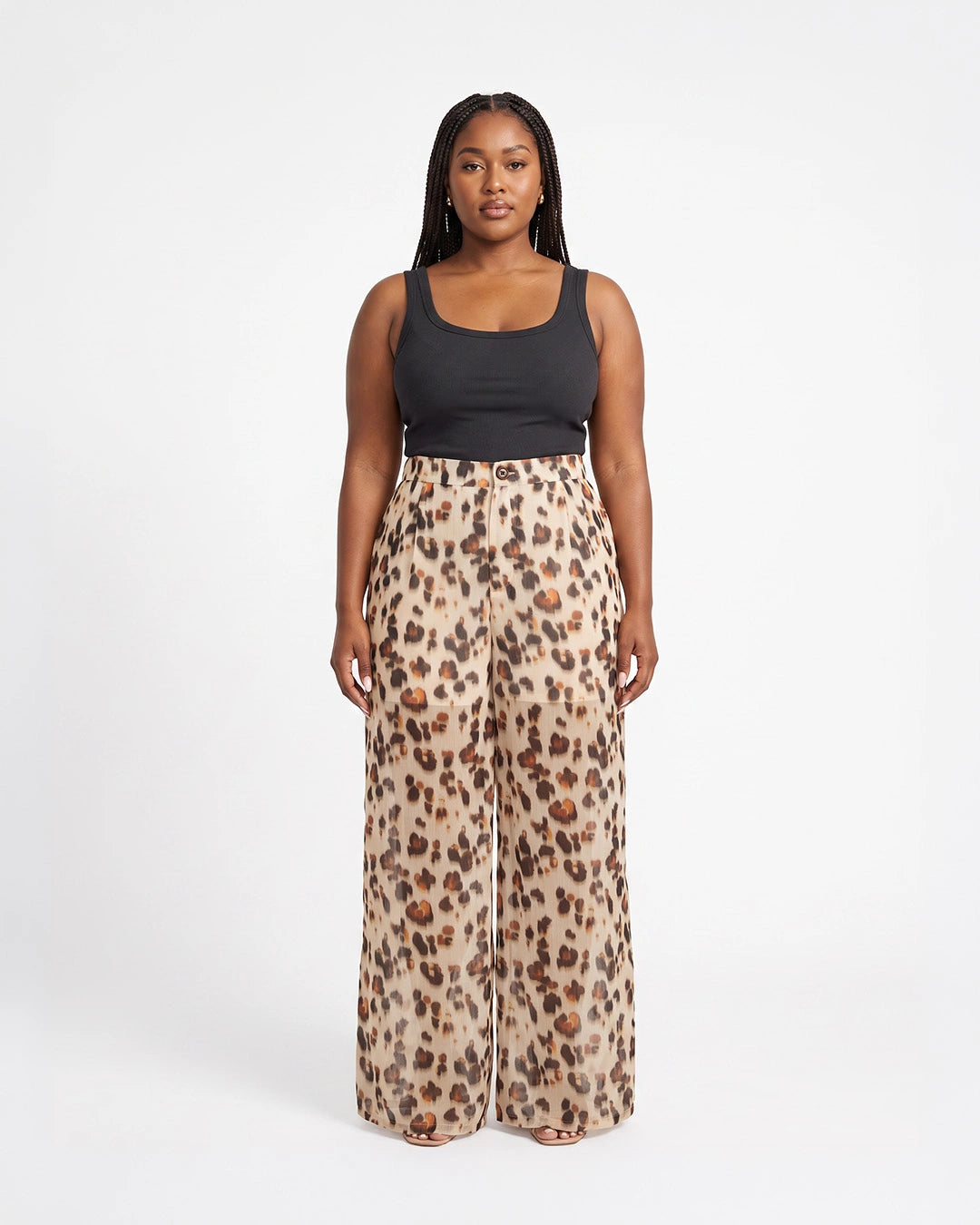 Printed Chiffon Wide-Leg Pants