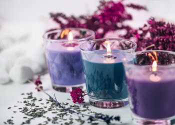 purple and blue scented candles