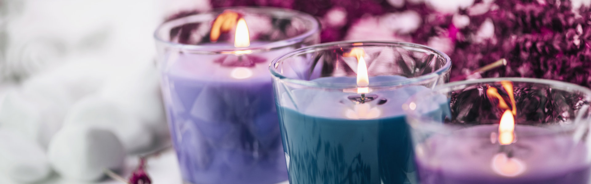 purple and blue scented candles